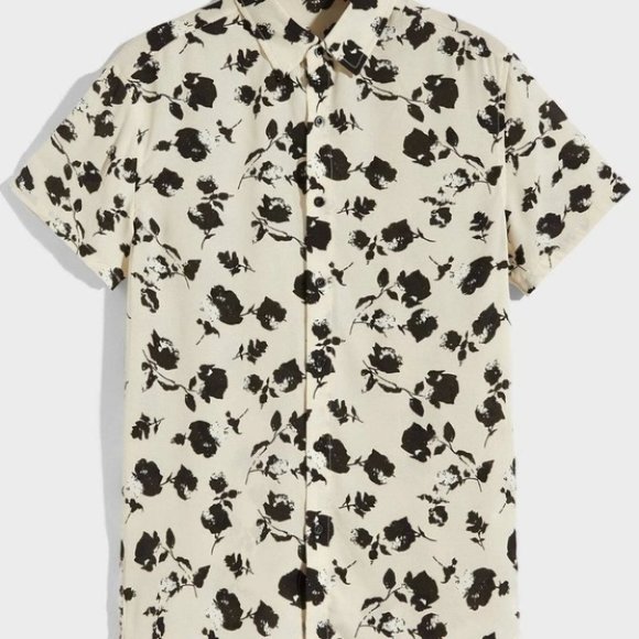 . Other - Tan Casual Men's Floral Print Shirt